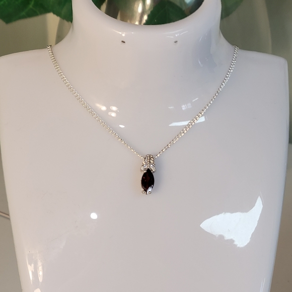 🎀Clearance🎀 NATURAL 1CT GARNET & DIAMONDS PENDANT NECKLACE VINTAGE EXCELLENT - Picture 2 of 13